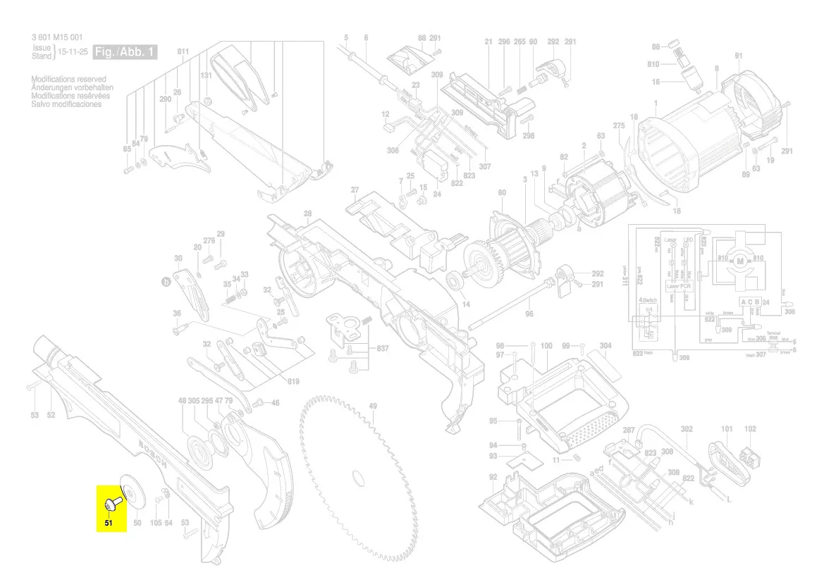 vis fixation lame réf. 1 619 PA4 354 Bosch